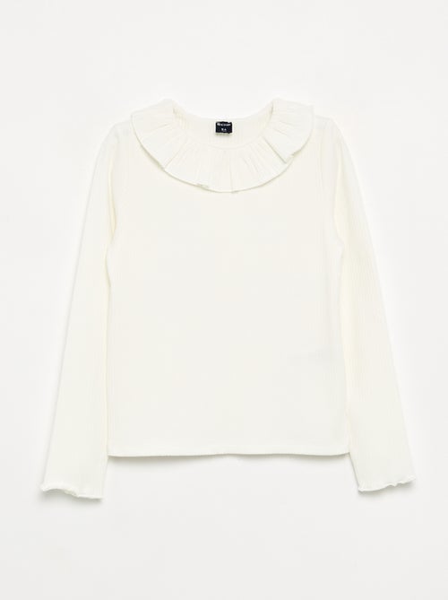 T-shirt a costine con colletto - Kiabi
