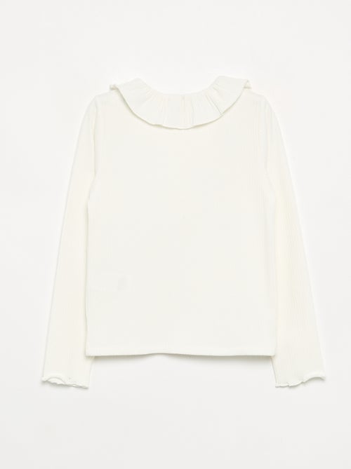 T-shirt a costine con colletto - Kiabi