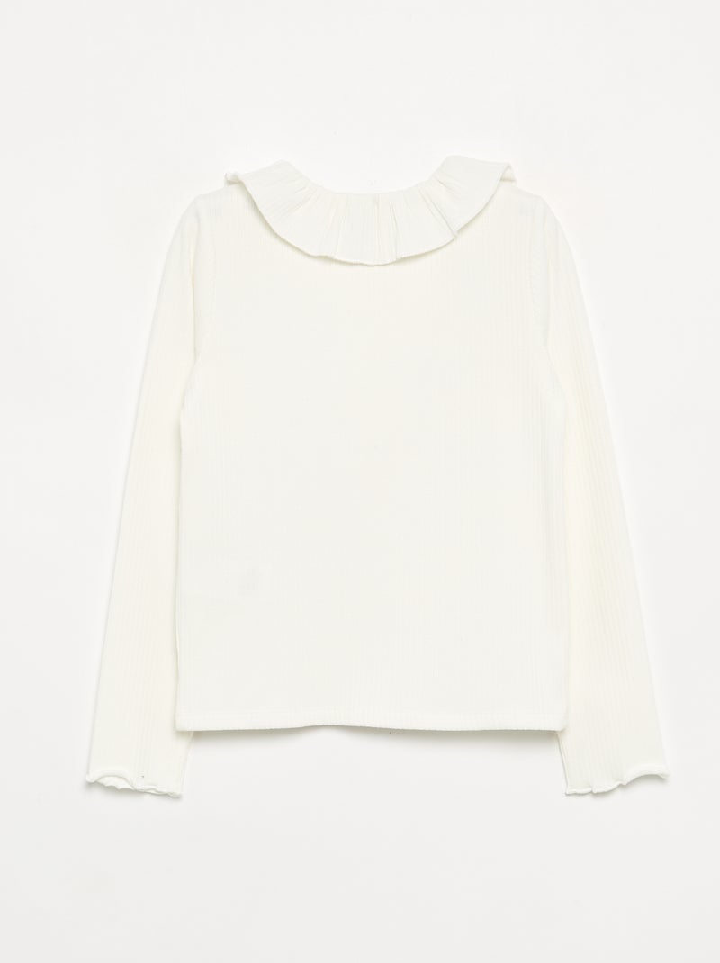 T-shirt a costine con colletto Bianco - Kiabi