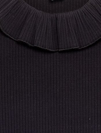 T-shirt a costine con colletto