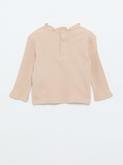 T-shirt a costine con colletto ondulato - Kiabi