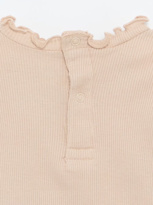 T-shirt a costine con colletto ondulato - Kiabi