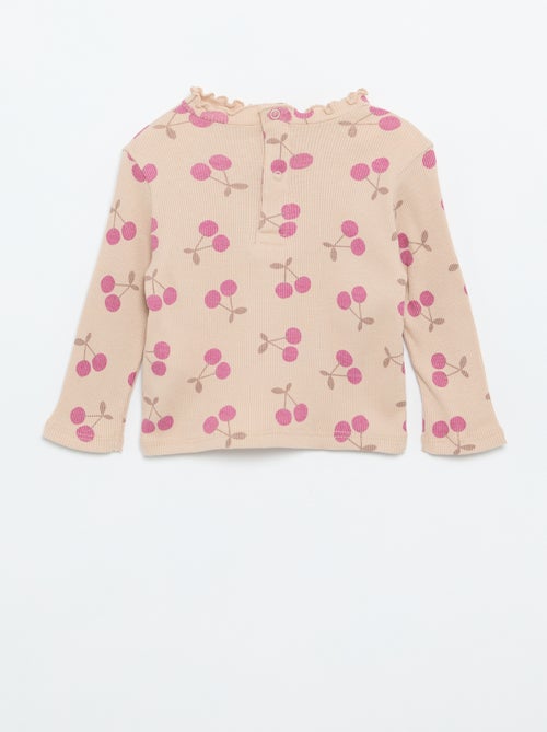 T-shirt a costine con colletto ondulato - Kiabi