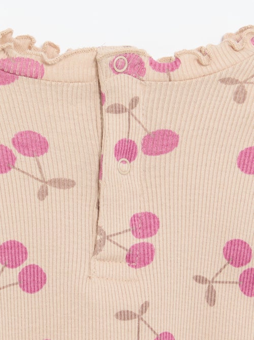 T-shirt a costine con colletto ondulato - Kiabi