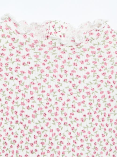 T-shirt a costine con colletto ondulato - Kiabi