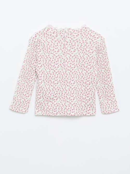 T-shirt a costine con colletto ondulato - Kiabi