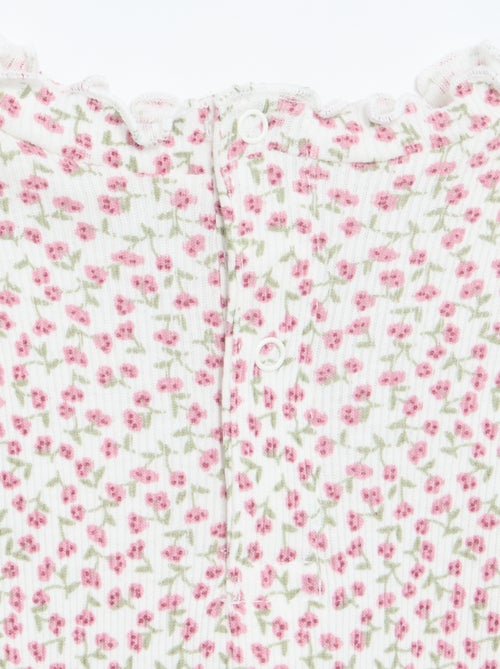 T-shirt a costine con colletto ondulato - Kiabi