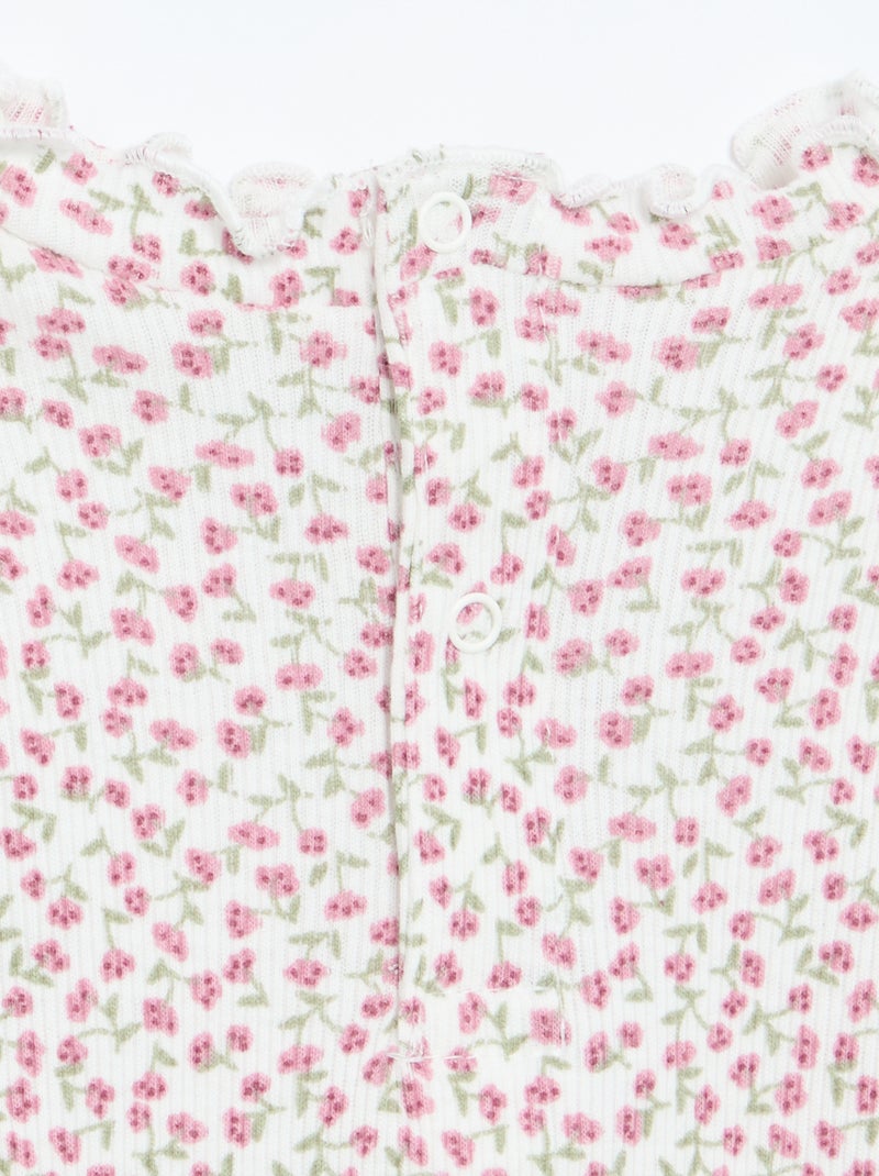T-shirt a costine con colletto ondulato Bianco - Kiabi