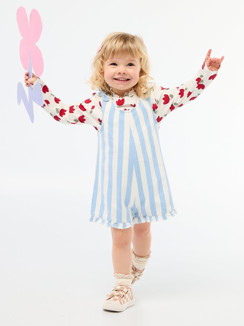 T-shirt a costine con colletto ondulato Bianco - Kiabi