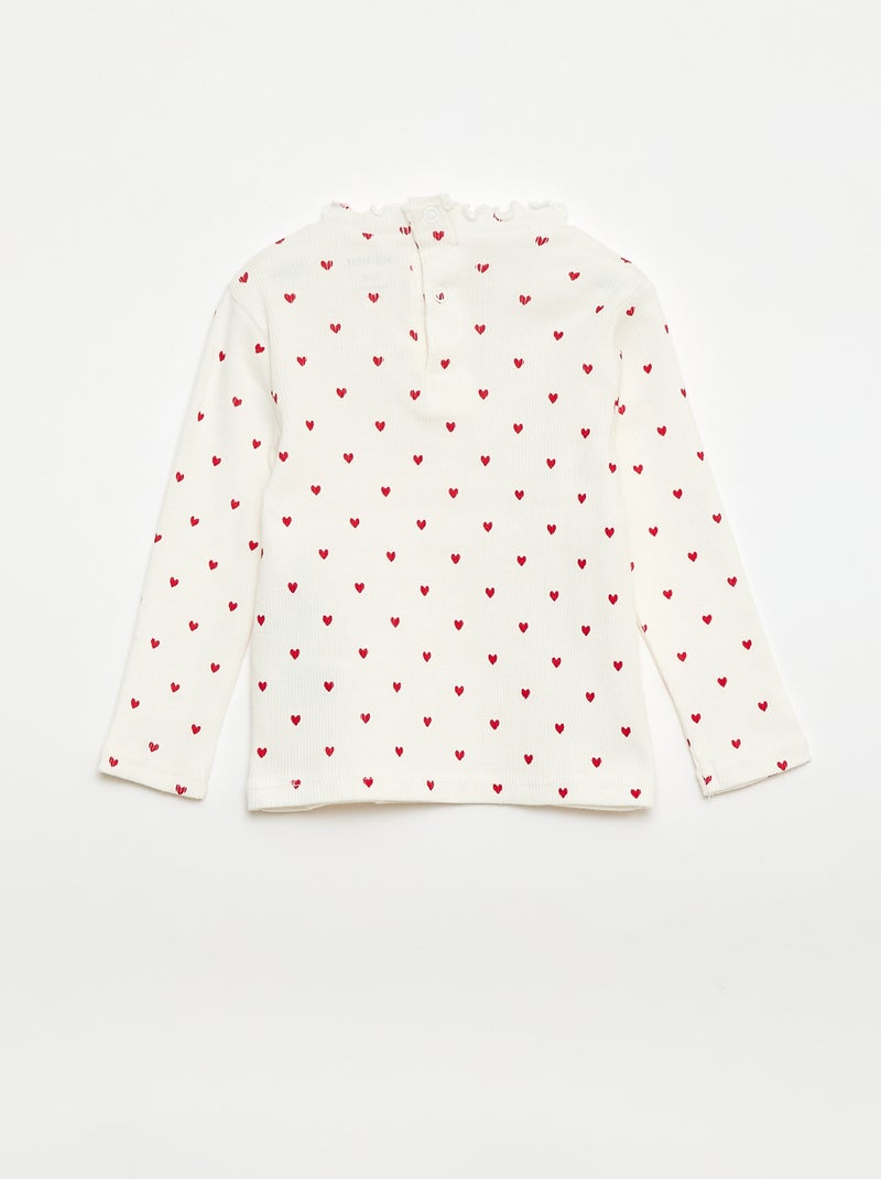 T-shirt a costine con colletto ondulato Bianco - Kiabi