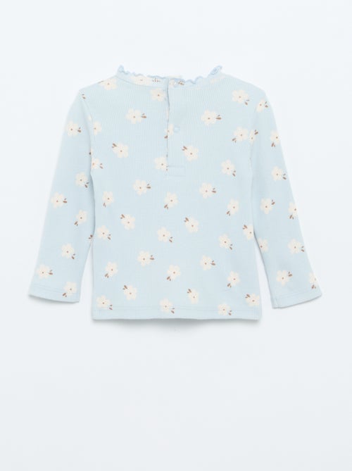 T-shirt a costine con colletto ondulato - Kiabi