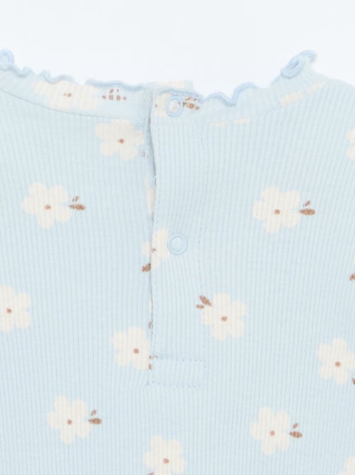 T-shirt a costine con colletto ondulato - Kiabi