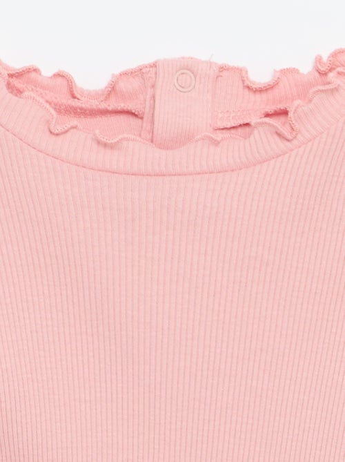T-shirt a costine con colletto ondulato - Kiabi