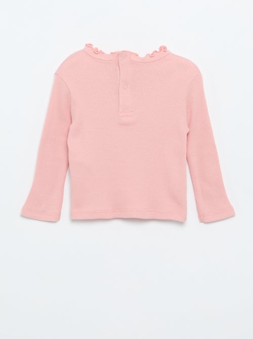 T-shirt a costine con colletto ondulato - Kiabi