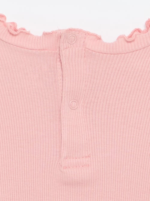 T-shirt a costine con colletto ondulato - Kiabi
