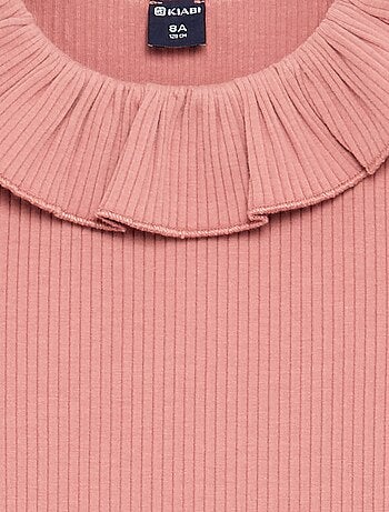 T-shirt a costine con colletto