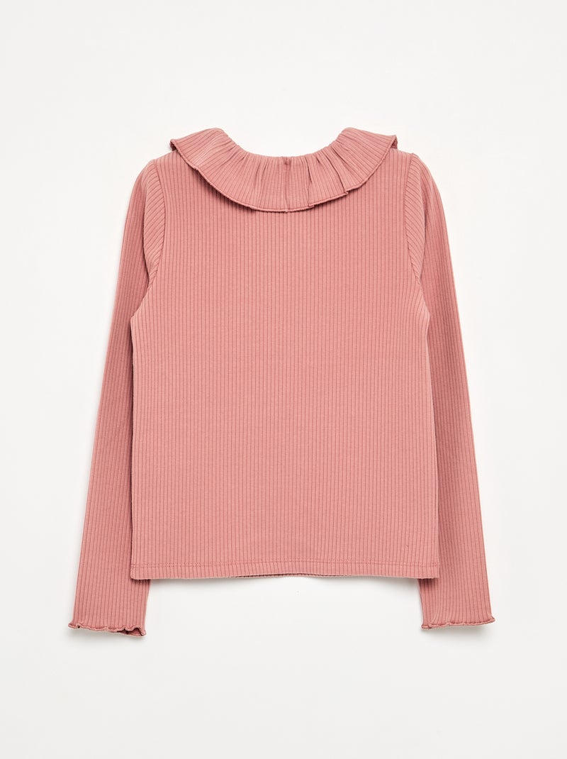 T-shirt a costine con colletto Rosa - Kiabi