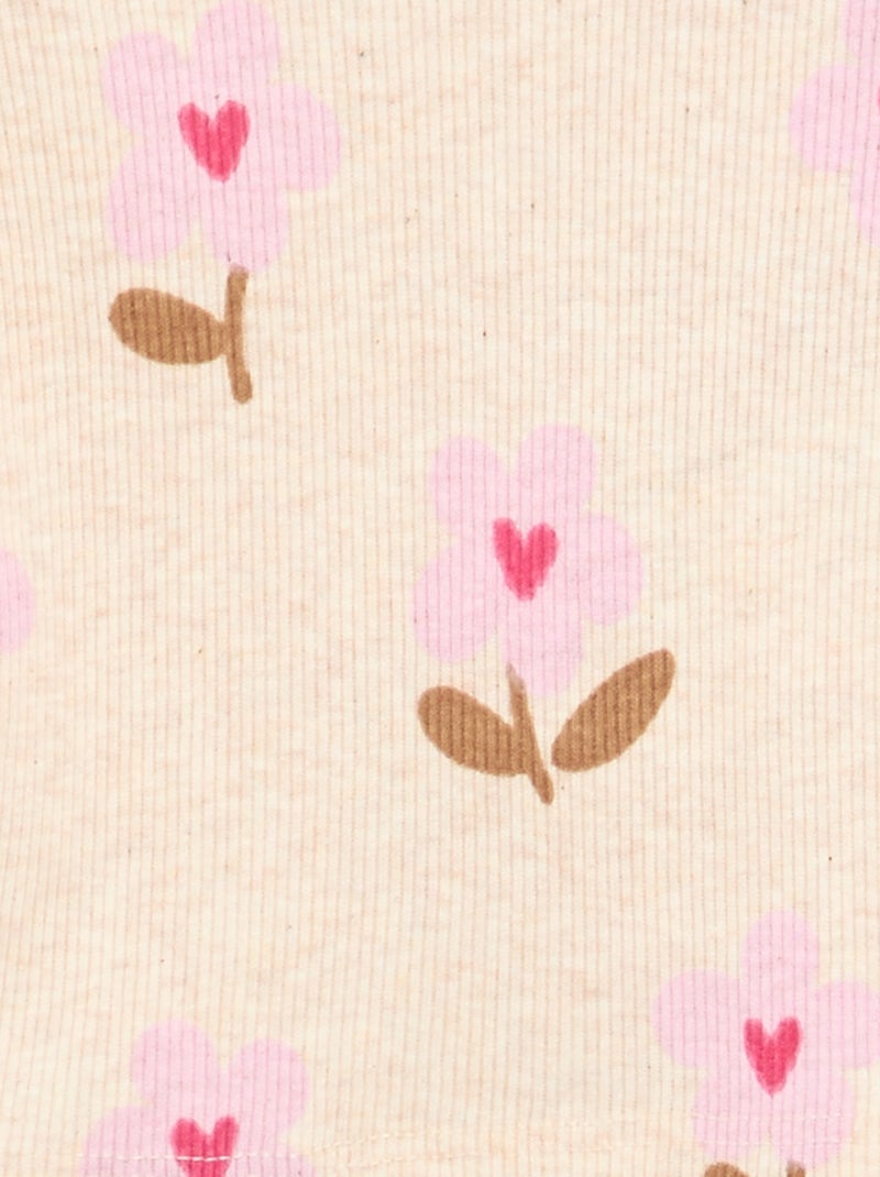 T-shirt a costine con collo ondulato Beige - Kiabi