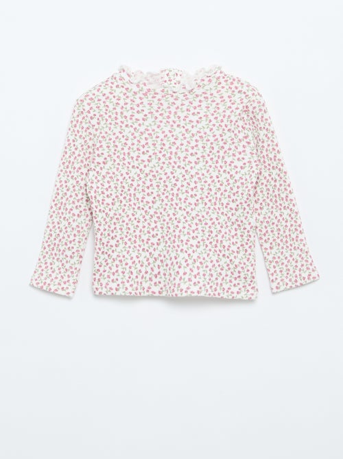 T-shirt a costine con collo ondulato - Kiabi T-shirt a costine con collo ondulato - Kiabi