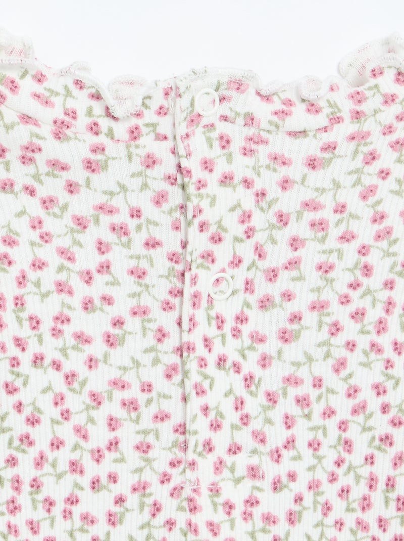 T-shirt a costine con collo ondulato Bianco - Kiabi