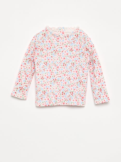 T-shirt a costine con collo ondulato - Kiabi