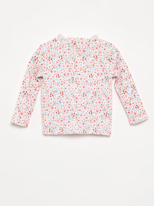 T-shirt a costine con collo ondulato - Kiabi