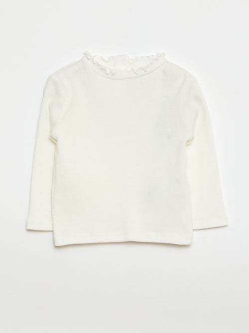 T-shirt a costine con collo ondulato - Kiabi