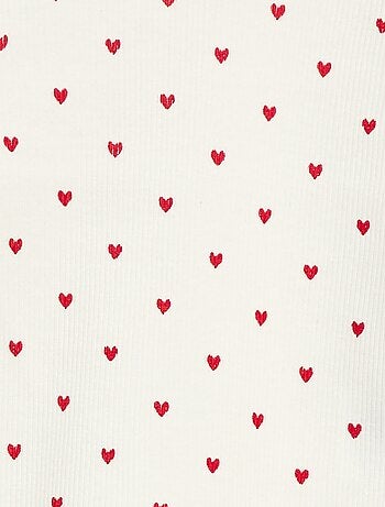 T-shirt a costine con collo ondulato