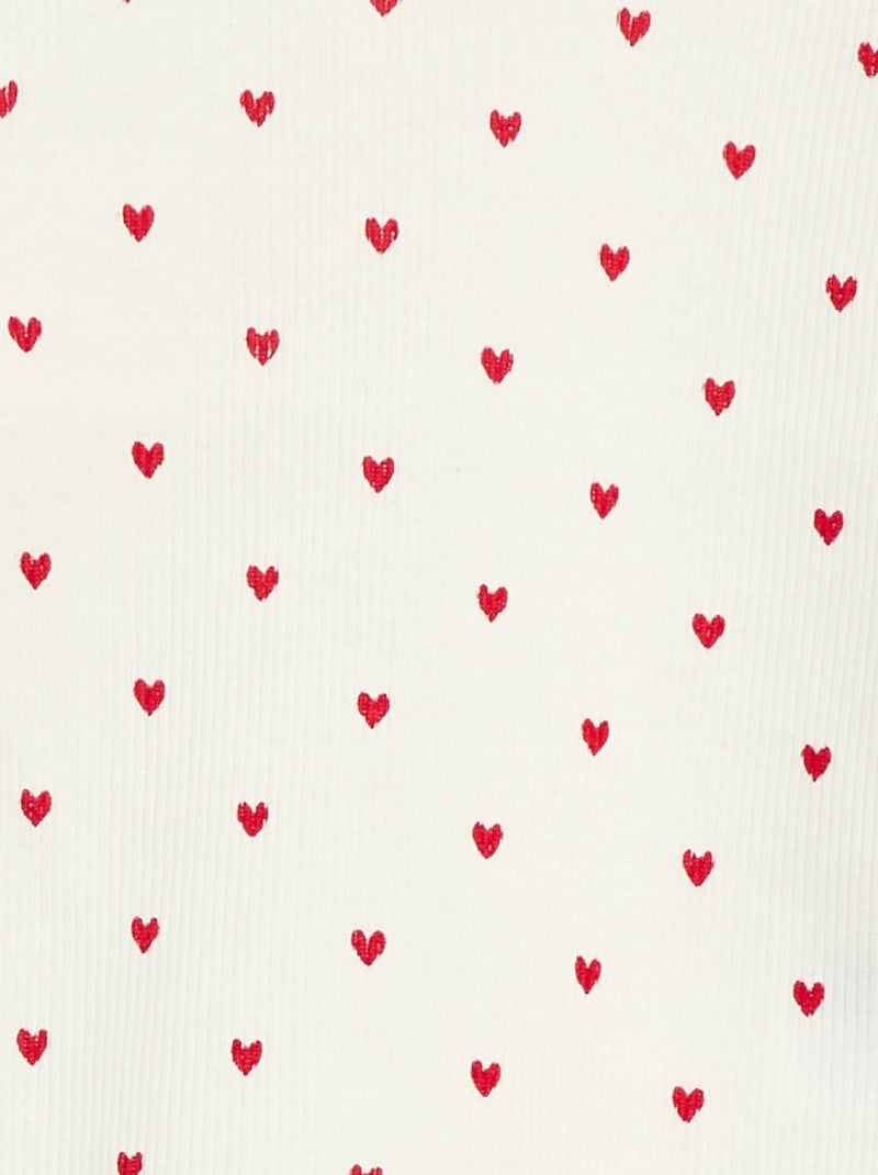 T-shirt a costine con collo ondulato Bianco - Kiabi
