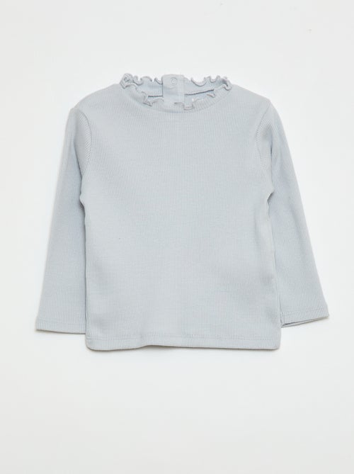 T-shirt a costine con collo ondulato - Kiabi