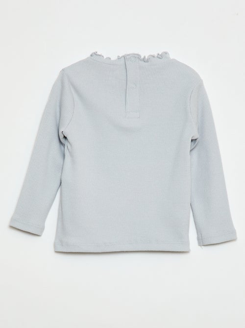 T-shirt a costine con collo ondulato - Kiabi