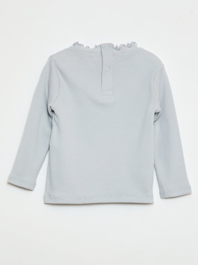 T-shirt a costine con collo ondulato Grigio - Kiabi