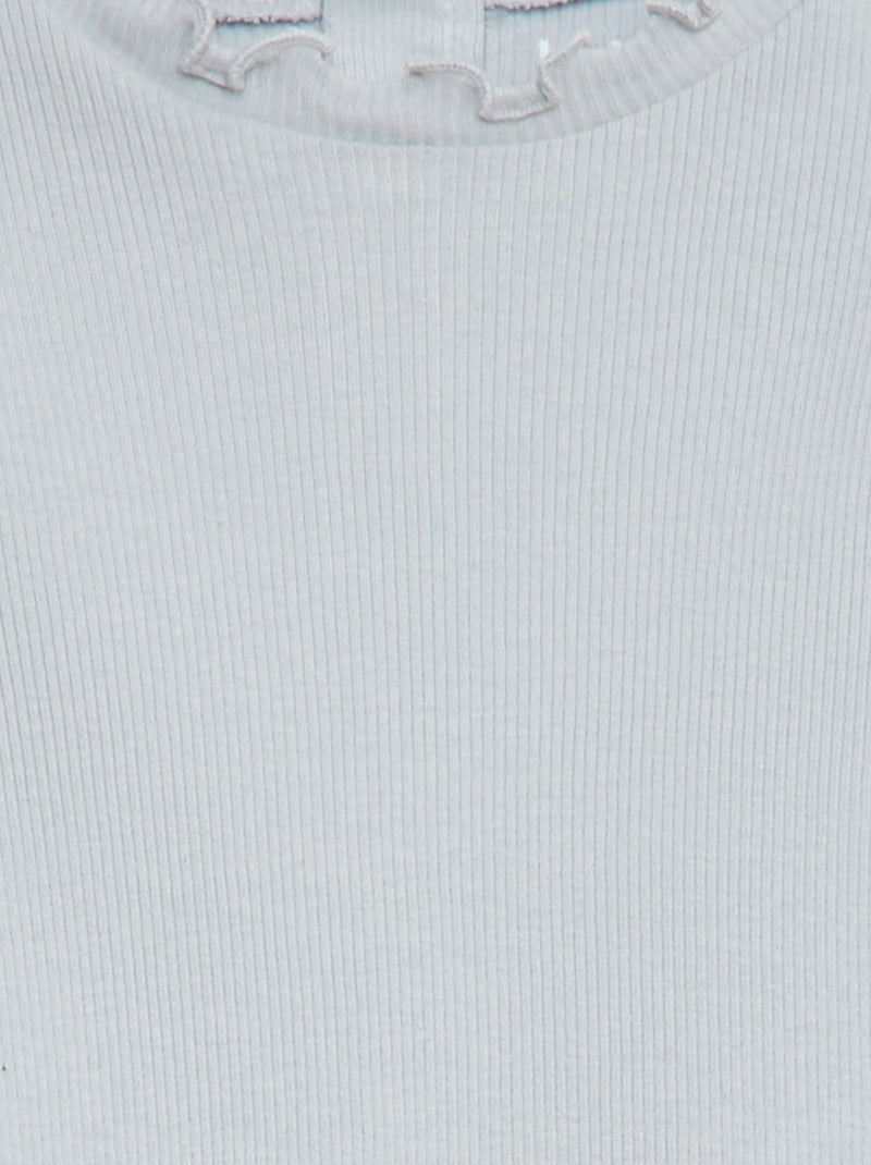 T-shirt a costine con collo ondulato Grigio - Kiabi