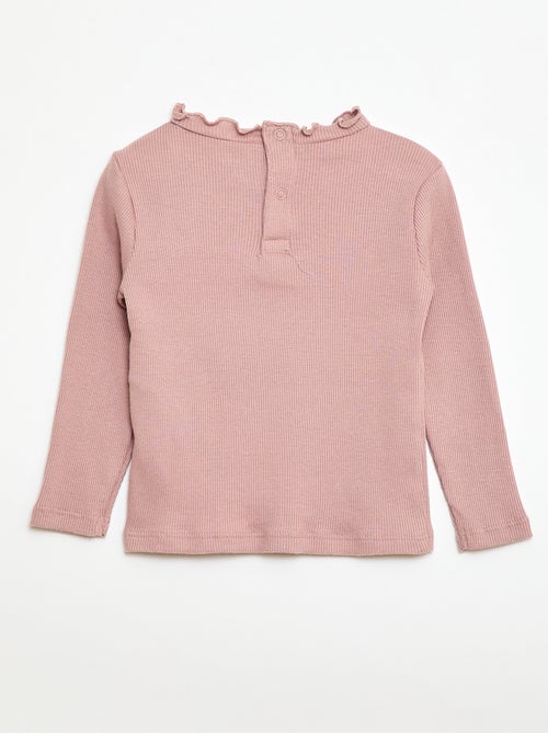 T-shirt a costine con collo ondulato - Kiabi