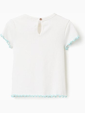 T-shirt a costine con estremità ondulate