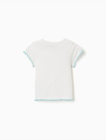 T-shirt a costine con estremità ondulate
