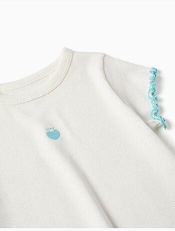 T-shirt a costine con estremità ondulate