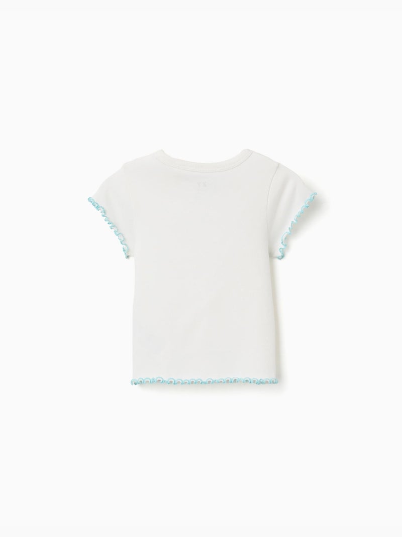 T-shirt a costine con estremità  ondulate Beige chiaro - Kiabi