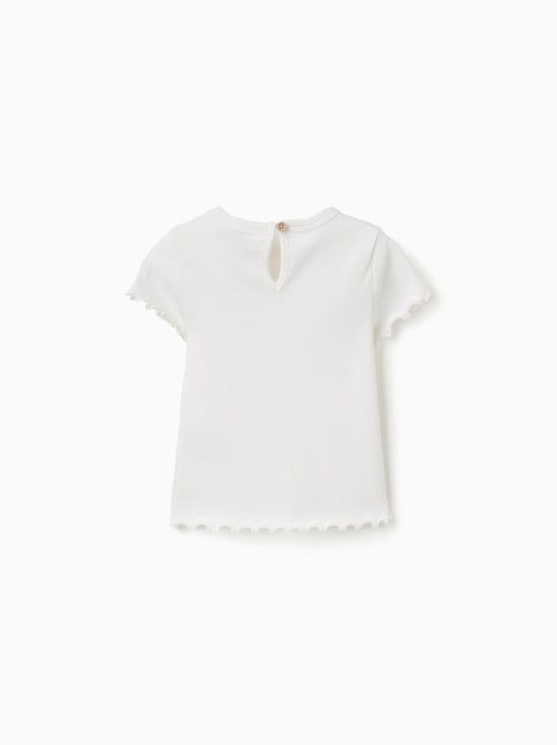 T-shirt a costine con fiore ricamato - Kiabi