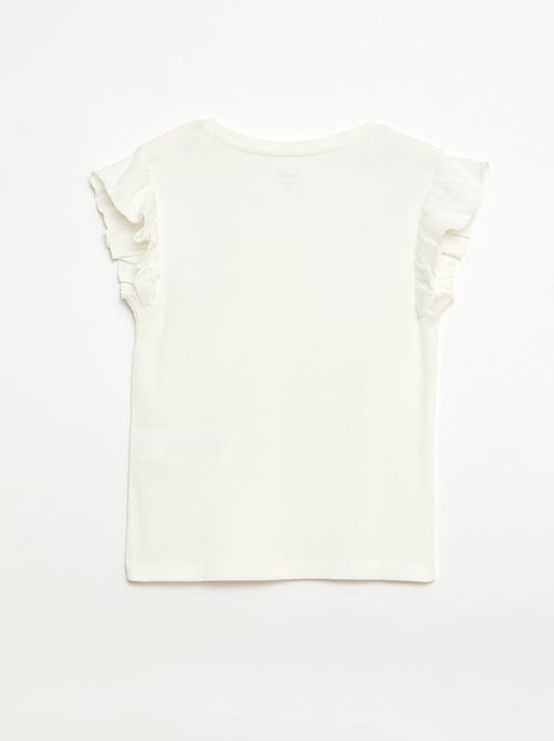 T-shirt a costine con maniche a volant - Kiabi