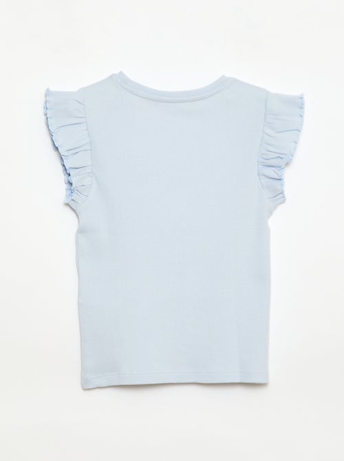 T-shirt a costine con maniche a volant - Kiabi