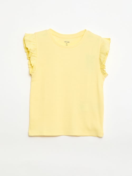 T-shirt a costine con maniche a volant - Kiabi