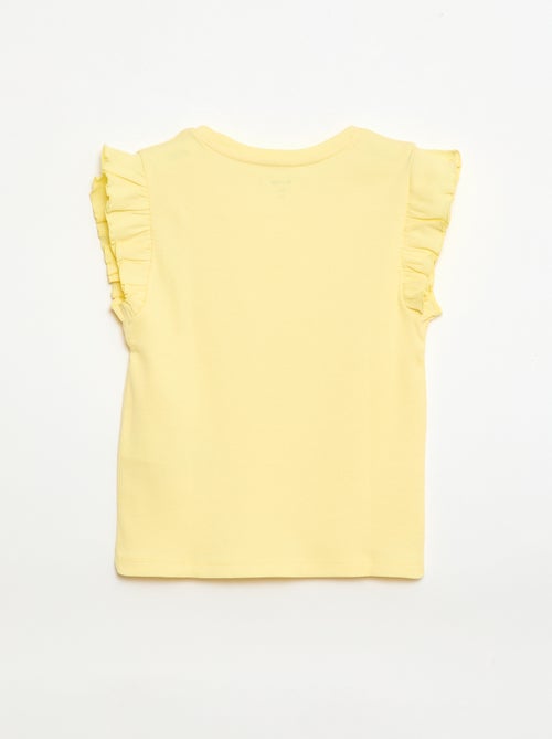 T-shirt a costine con maniche a volant - Kiabi