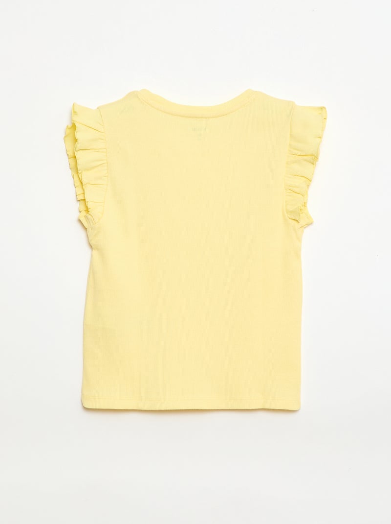 T-shirt a costine con maniche a volant Giallo - Kiabi
