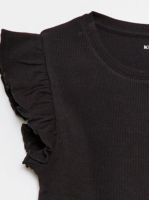 T-shirt a costine con maniche a volant - Kiabi