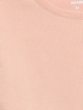 T-shirt a costine con maniche a volant