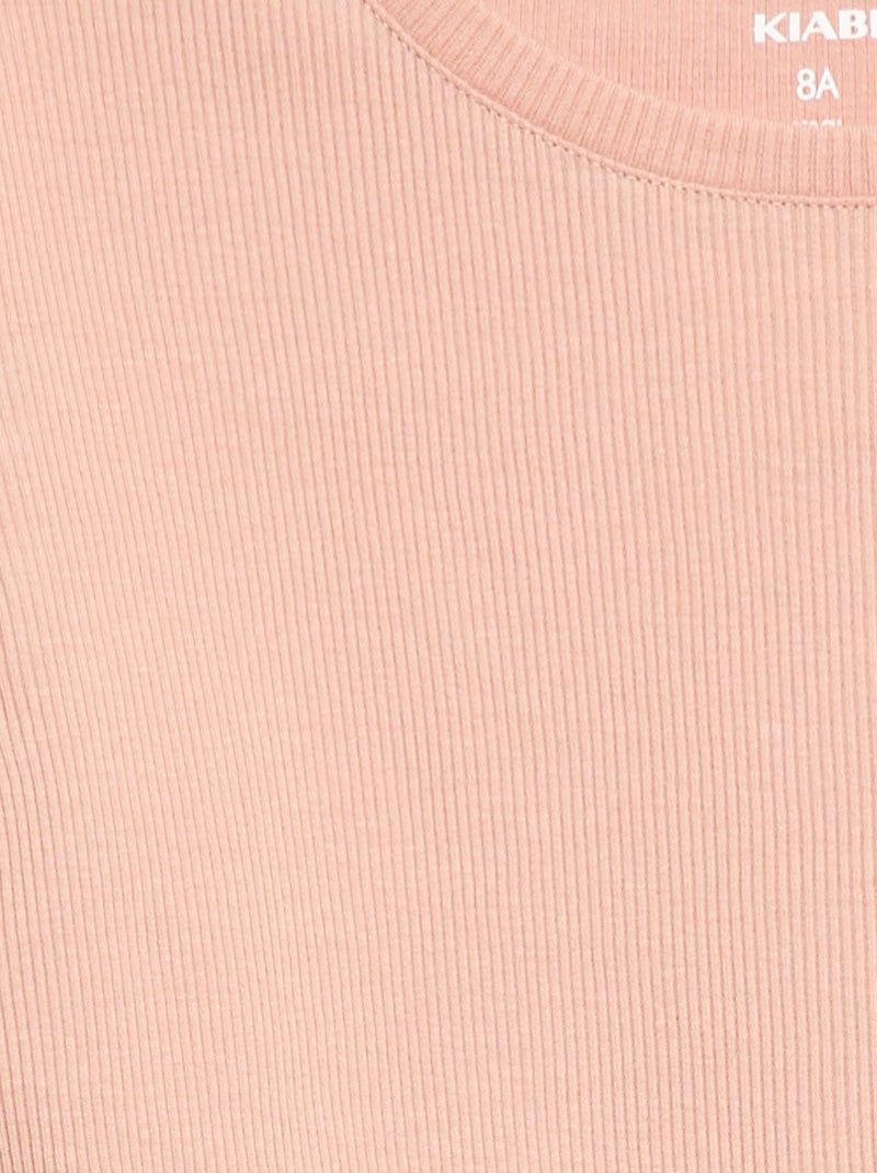 T-shirt a costine con maniche a volant Rosa - Kiabi