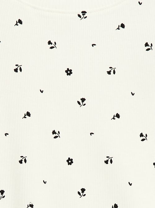 T-shirt a costine con maniche corte a volant - Kiabi