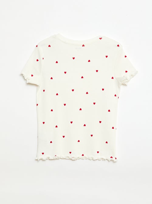 T-shirt a costine con maniche corte a volant - Kiabi