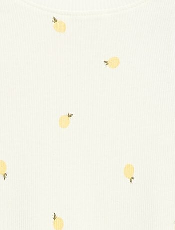 T-shirt a costine con maniche corte a volant